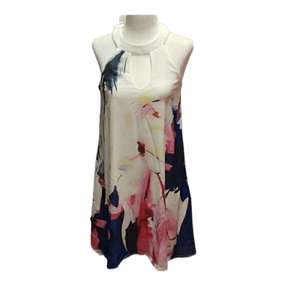 Pink floral Printed Flowy Mini Dress Sleeveless 4-6 8-10 12-14